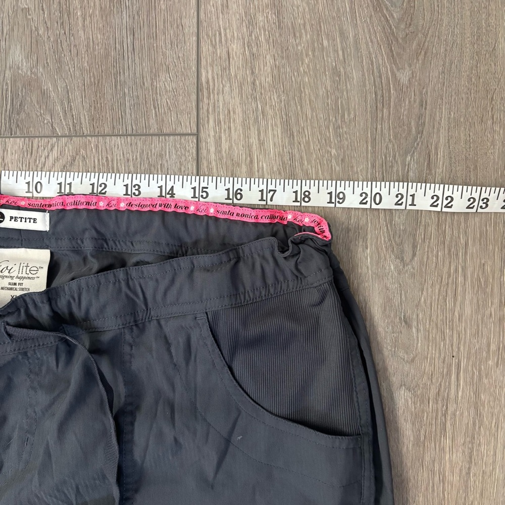 Koi Lite 6-Pocket Gray Scrub Pants Size XL Petite Slim Fit Dobby Pink Trim - Picture 5 of 11